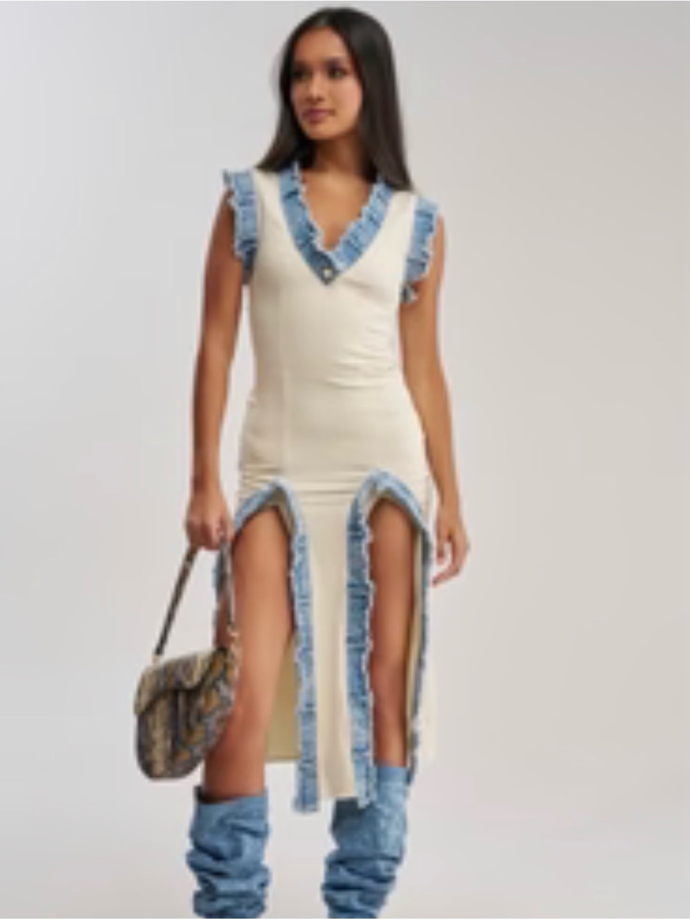 DIONNE DENIM TRIM MIDI
DRESS L